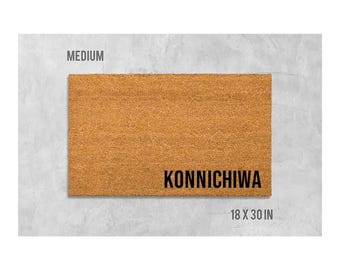 Konnichiwa Doormat: Natural Coir, Japanese Welcome Mat