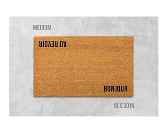 French Bonjour Au Revoir Doormat - Double-Sided Design Natural Coir Mat