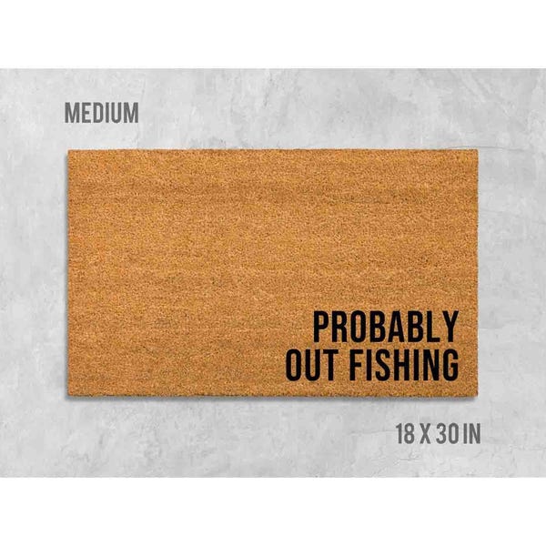 Funny Fishing Doormat - Natural Coir with Latex Backing