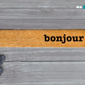 Bonjour Skinny Doormat, Bonjour Door Mat, Bonjour Welcome Mat, Bonjour Door Mat, Skinny Doormat, Slim Doormat, Bonjour Doormat, Bonjour Mat image 2