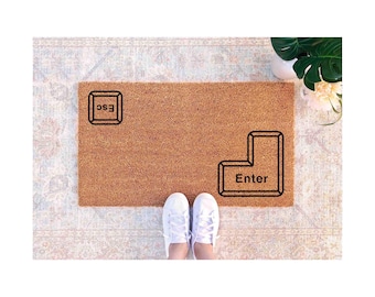 Felpudo Enter Escape: Diseño divertido de teclado - Fibra de coco natural
