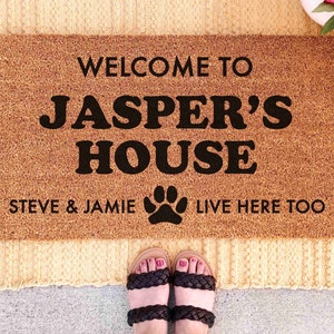 Doormat Dog Custom Name Welcome Mat Dog Personalized Dog Name Door Mat Custom Dog Door Mat Dog Owner Gifts for Dog Owner Funny Dog Gift