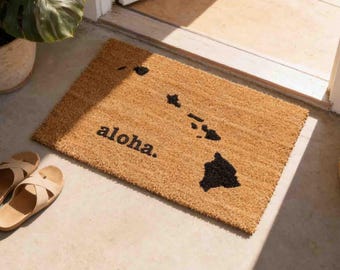 Hawaii State Doormat - Coir with Aloha Design