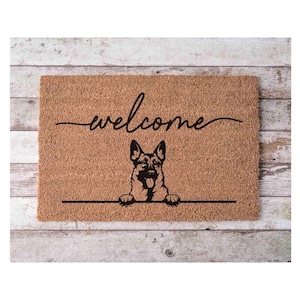 German Shepherd Doormat, Natural Coir (Latex Backing, Outdoor/Indoor)