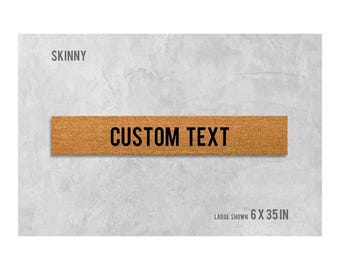 Personalized Skinny Doormat - Custom Text, Natural Coir