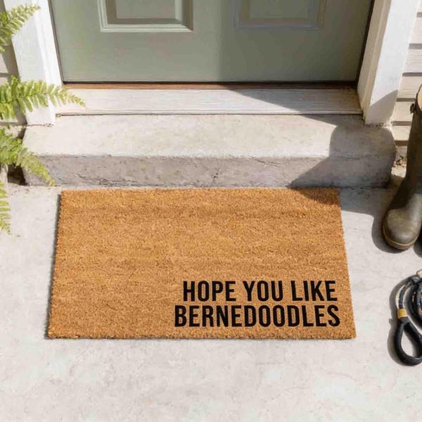Bernedoodle Doormat: Natural Coir, Latex - Dog Lover Gift