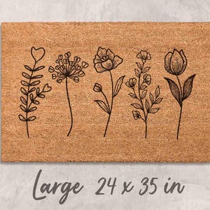 Floral Door Mat: Wildflowers Design - Natural Coir Fiber bild 4