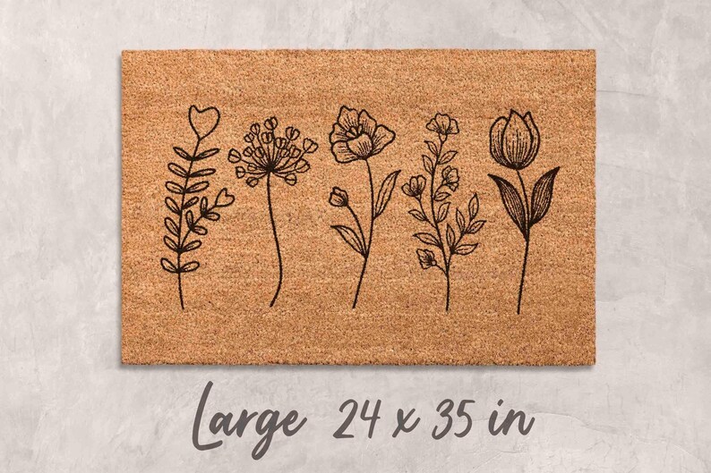 Floral Door Mat: Wildflowers Design - Natural Coir Fiber bild 4