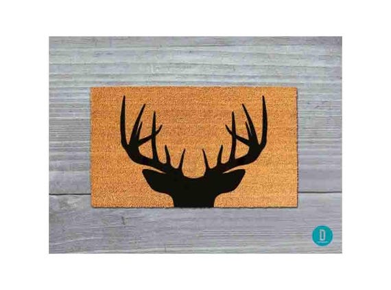Animal Silhouette Door Mat, Deer Design (Natural Coir, Latex)