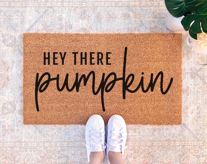 Hey There Pumpkin Doormat Fall Welcome Mat Pumpkin Fall Decor Halloween Doormat Halloween Welcome Mat Fall Porch Decor Autumn Welcome Mat