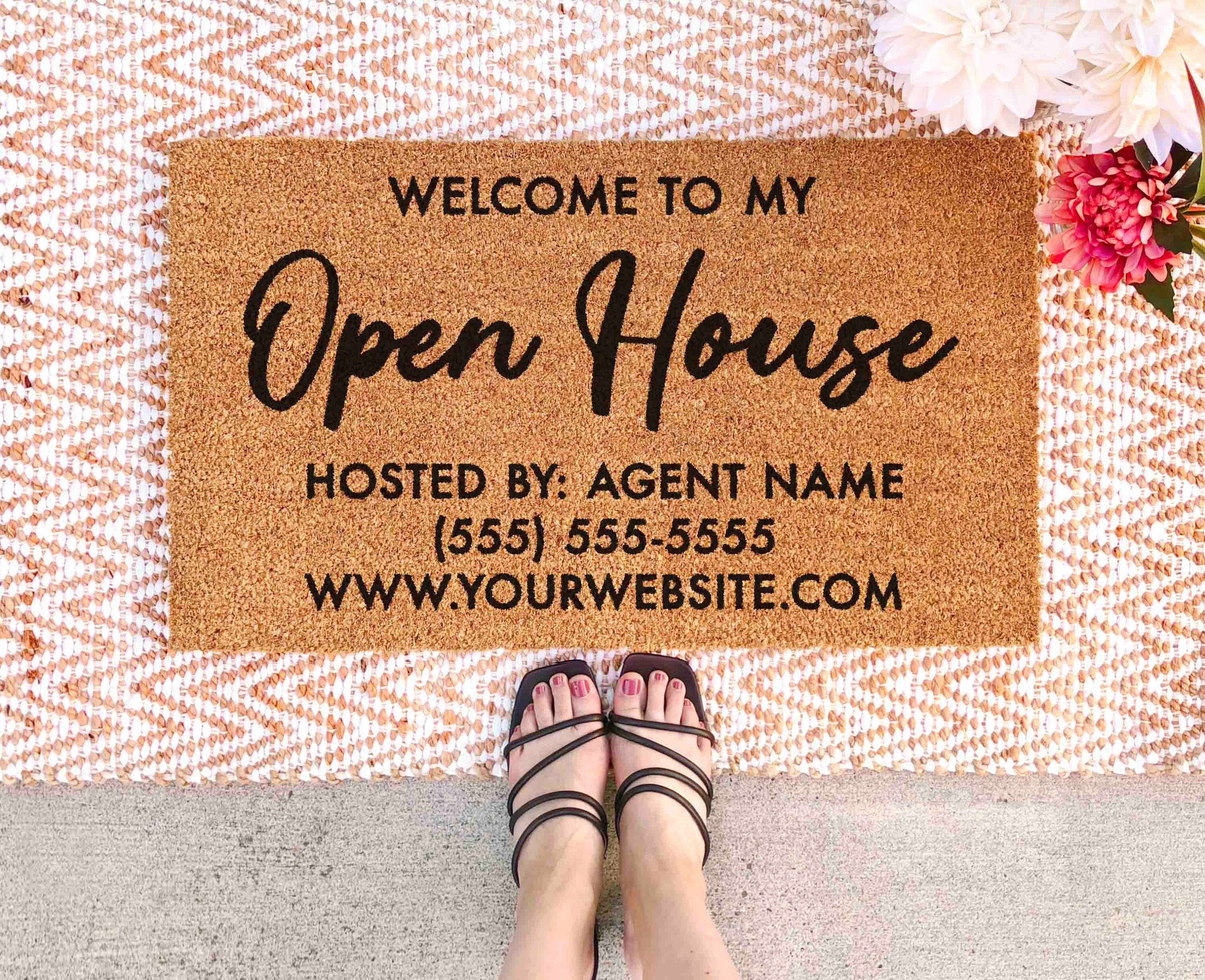 Open House Doormat Realtor Doormat Open House Welcome Mat Realtor Decor for Open House Door Mat Open House Door Mat Custom Doormat Custom
