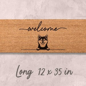 Shiba Inu Door Mat: Cute Dog Design (Natural Coir, Latex) Long 12 x 35