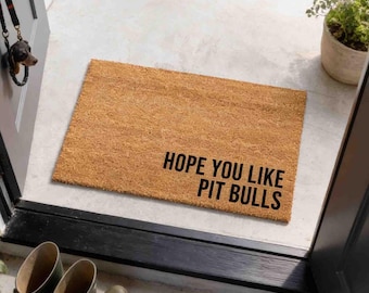 Pit Bull Doormat, Custom Dog Welcome Mat, Funny Unique Pet Lover Gift