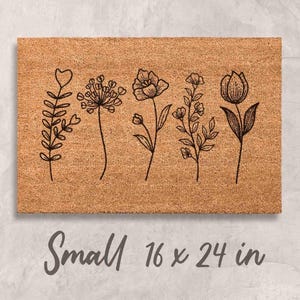Floral Door Mat: Wildflowers Design - Natural Coir Fiber bild 5