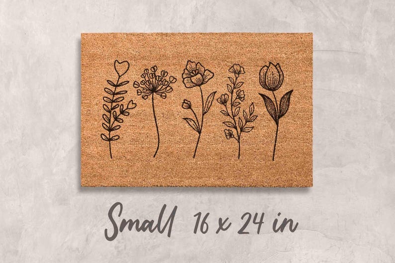 Floral Door Mat: Wildflowers Design - Natural Coir Fiber bild 5