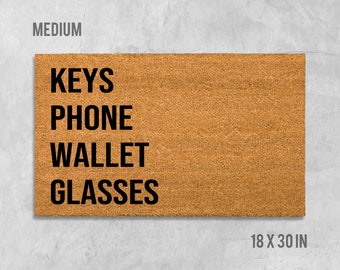 Keys Phone Wallet Glasses Doormat, Keys Door Mat, Keys Doormat, Funny Doormat, Housewarming, Birthday, Anniversary, Memory Doormat, Phone