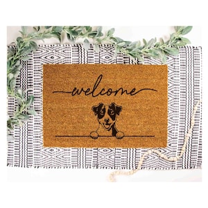 Jack Russell Terrier Doormat, Natural Coir, Funny Welcome Mat (Latex Backing)