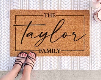 Doormat Custom Gift Personalized Decor Custom Last Name Mat Family Name Door Mat Custom Mat Newlywed Gift Personalized Housewarming Gifts