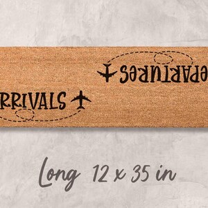 Pilot Door Mat: Airplane Design - Natural Coconut Fiber Long 12 x 35