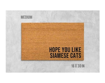 Siamese Cat Doormat: Natural Coir, Funny Welcome Mat