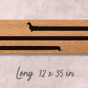 Funny Dachshund Doormat - Dog Mom Welcome Mat, Natural Fiber Long 12 x 35