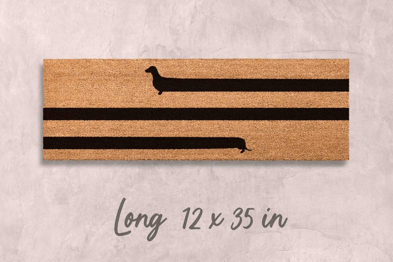 Funny Dachshund Doormat - Dog Mom Welcome Mat, Natural Fiber Long 12 x 35