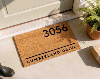 Custom Address Door Mat: Personalized (Natural Coir, Latex)