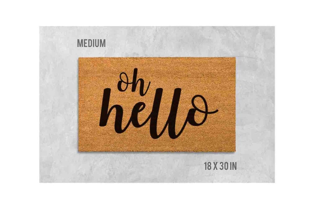 Helloworld Mat Oh Hello Doormat: Friendly Welcome Mat (natural Coir, Latex) - Etsy