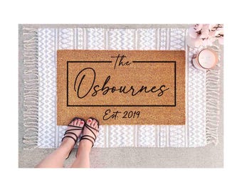 Welcome Doormat: Personalized Family Name (Coir Fiber, Non-Slip)