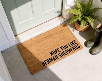 Funny German Shepherd Doormat, Coir Fiber (Natural, Latex)