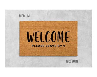 Welcome Door Mat: Funny Rude Saying (Natural Coir, Latex)