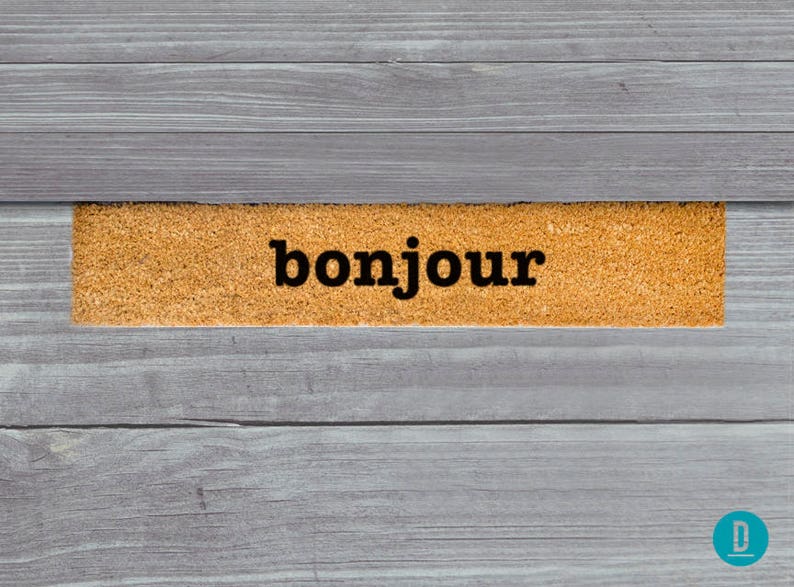 Bonjour Skinny Doormat, Bonjour Door Mat, Bonjour Welcome Mat, Bonjour Door Mat, Skinny Doormat, Slim Doormat, Bonjour Doormat, Bonjour Mat image 3