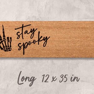 Halloween Doormat: Stay Spooky Design - Natural Coir Fiber Long 12 x 35