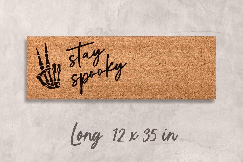 Halloween Doormat: Stay Spooky Design - Natural Coir Fiber Long 12 x 35