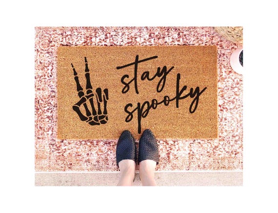 Halloween Doormat: Stay Spooky Design - Natural Coir Fiber
