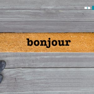 Bonjour Skinny Doormat, Bonjour Door Mat, Bonjour Welcome Mat, Bonjour Door Mat, Skinny Doormat, Slim Doormat, Bonjour Doormat, Bonjour Mat image 4