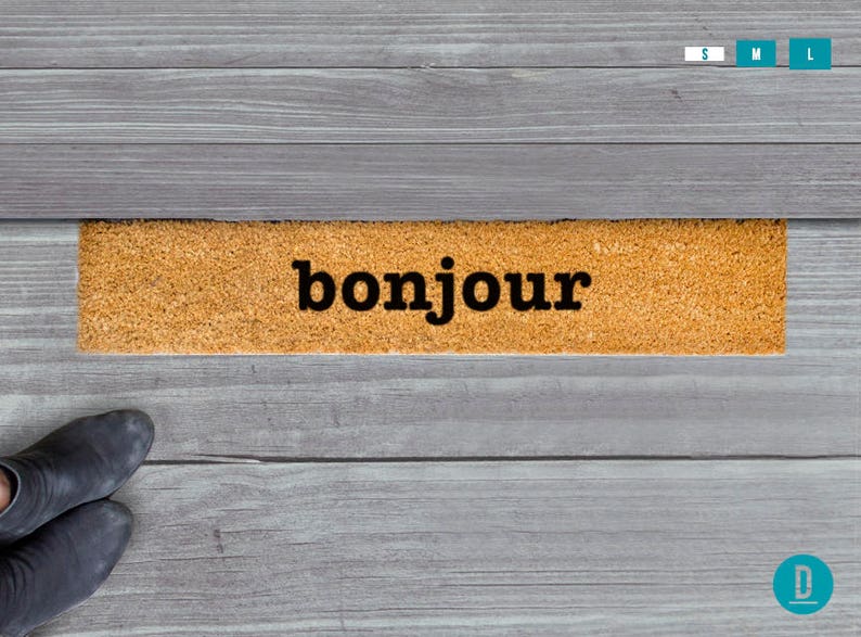 Bonjour Skinny Doormat, Bonjour Door Mat, Bonjour Welcome Mat, Bonjour Door Mat, Skinny Doormat, Slim Doormat, Bonjour Doormat, Bonjour Mat image 4