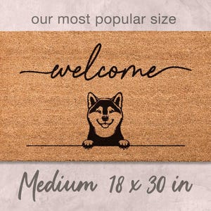 Shiba Inu Door Mat: Cute Dog Design (Natural Coir, Latex) Medium 18 x 30 (Standard Size)