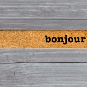 Bonjour Skinny Doormat, Bonjour Door Mat, Bonjour Welcome Mat, Bonjour Door Mat, Skinny Doormat, Slim Doormat, Bonjour Doormat, Bonjour Mat image 1