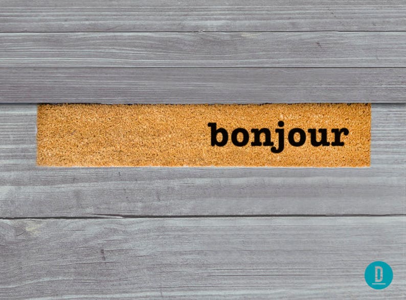 Bonjour Skinny Doormat, Bonjour Door Mat, Bonjour Welcome Mat, Bonjour Door Mat, Skinny Doormat, Slim Doormat, Bonjour Doormat, Bonjour Mat image 1