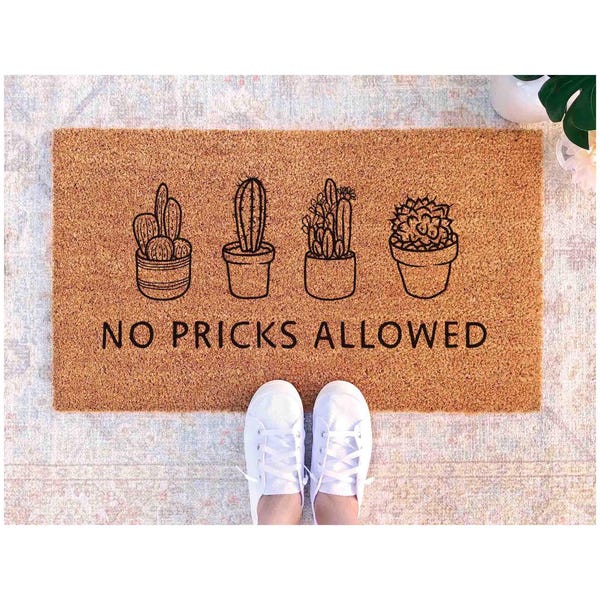 Funny Cactus Doormat No Pricks Allowed (Natural Coir, Latex)