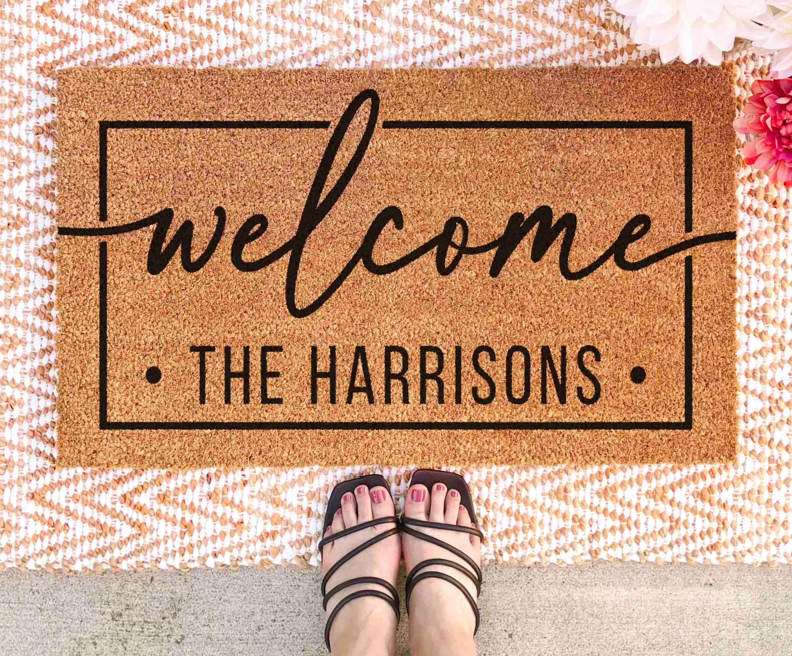 Personalized Welcome Mat with Last Name Family Name Doormat Custom Doormat Personalized Decor for Family Name Door Mat Custom Welcome Mat