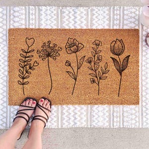 Floral Door Mat: Wildflowers Design - Natural Coir Fiber bild 2