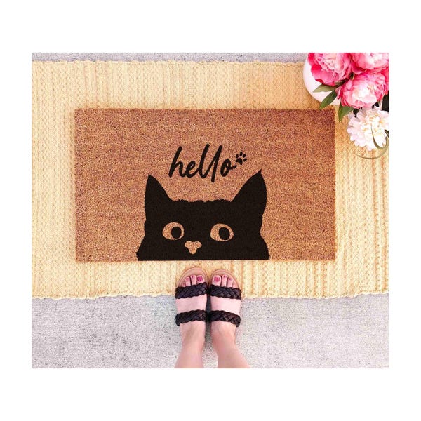 Personalized Cat Doormat - Funny Design, Non-Slip Coir Mat