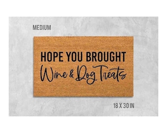 Welcome Doormat: Funny Dog and Wine Theme (Coir, Latex)