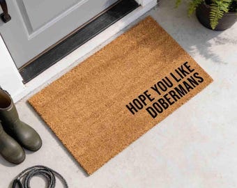 Doberman Door Mat: Personalized Dog Doormat - Natural Coir Fiber