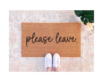 Please Leave Doormat - Funny Rude Welcome Mat, Natural Coir