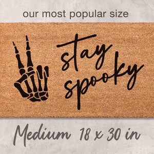 Halloween Doormat: Stay Spooky Design - Natural Coir Fiber Medium 18 x 30 (Standard Size)