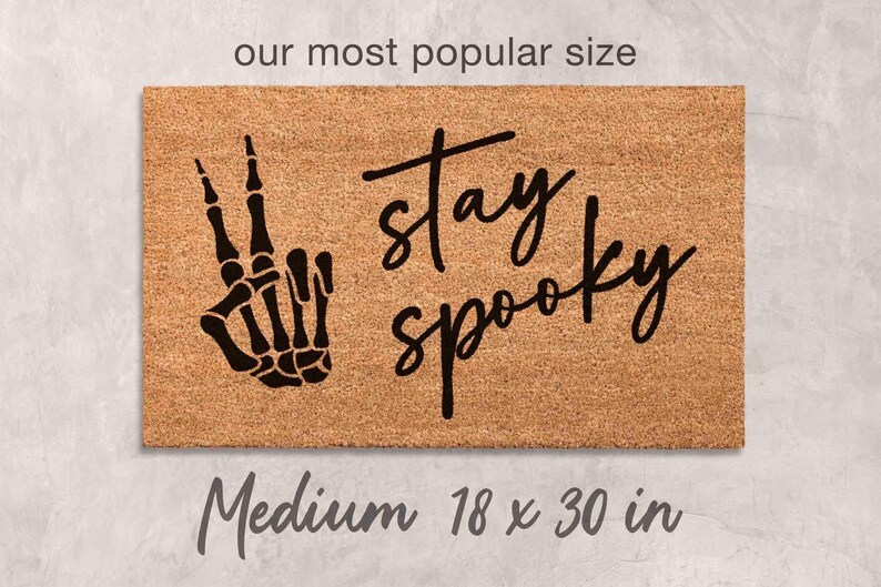 Halloween Doormat: Stay Spooky Design - Natural Coir Fiber Medium 18 x 30 (Standard Size)