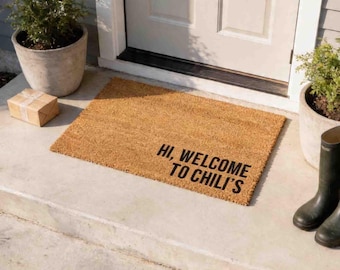 Welcome Doormat: Funny Chili's Design (Natural Coir, Latex)